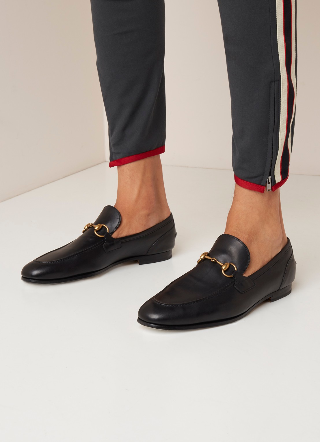 Gucci Jordaan loafer van leer met horsebit - voorkant 2 zwart