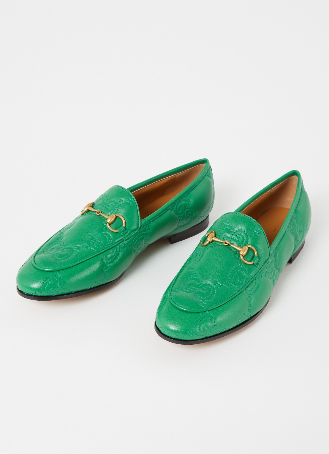Gucci Jordaan loafer van leer met logo - detail 3 flessengroen