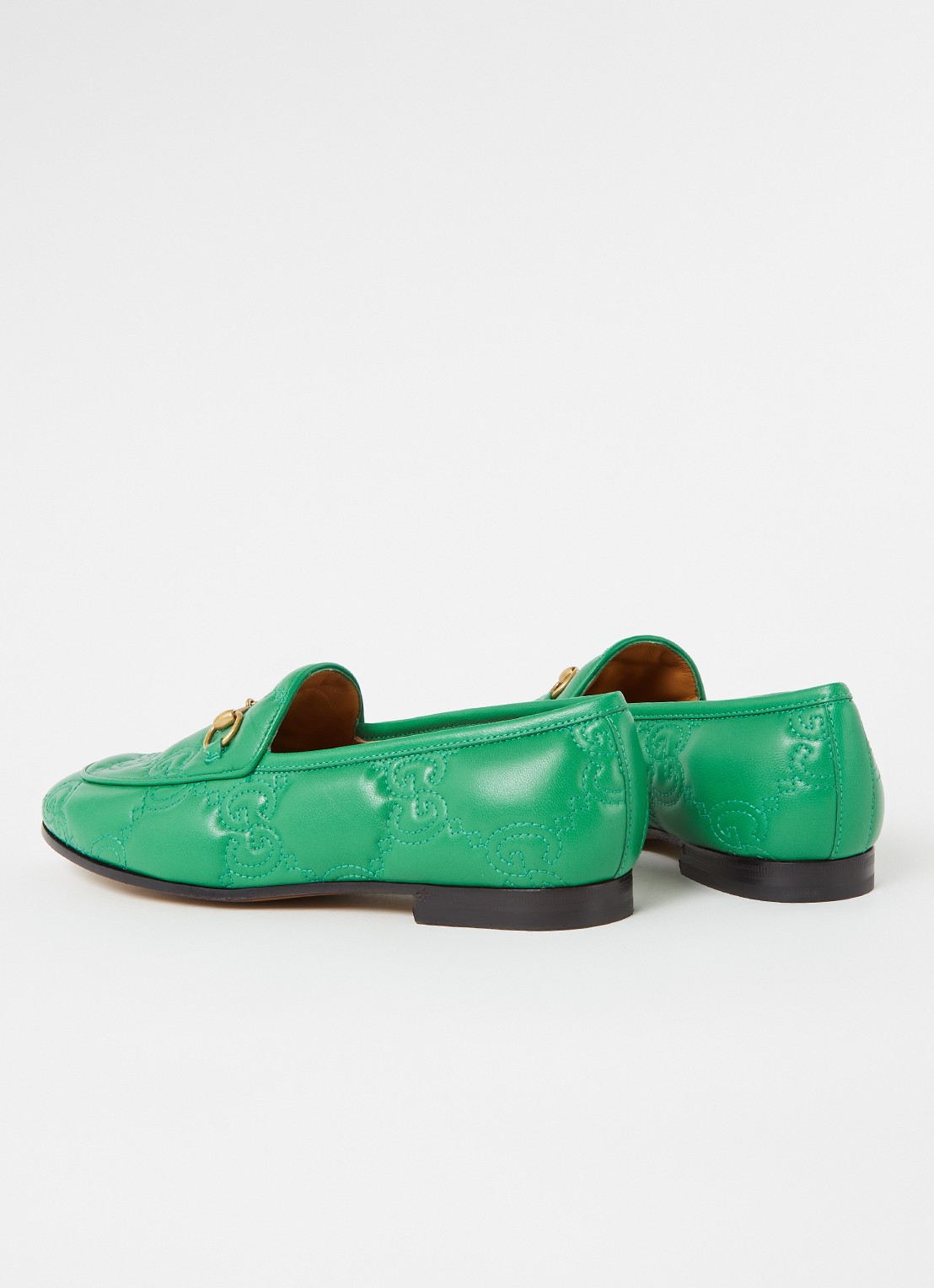 Gucci Jordaan loafer van leer met logo - detail 4 flessengroen