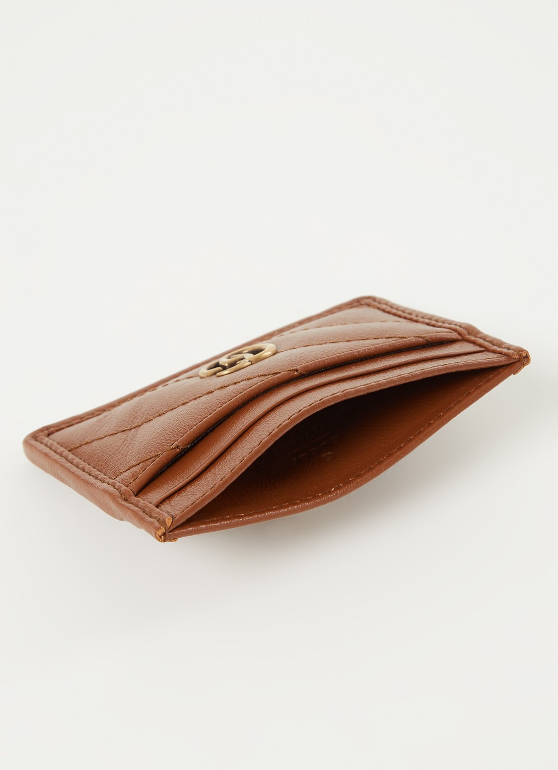 Gucci Marmont pasjeshouder van quilted leer - voorkant 3 bruin