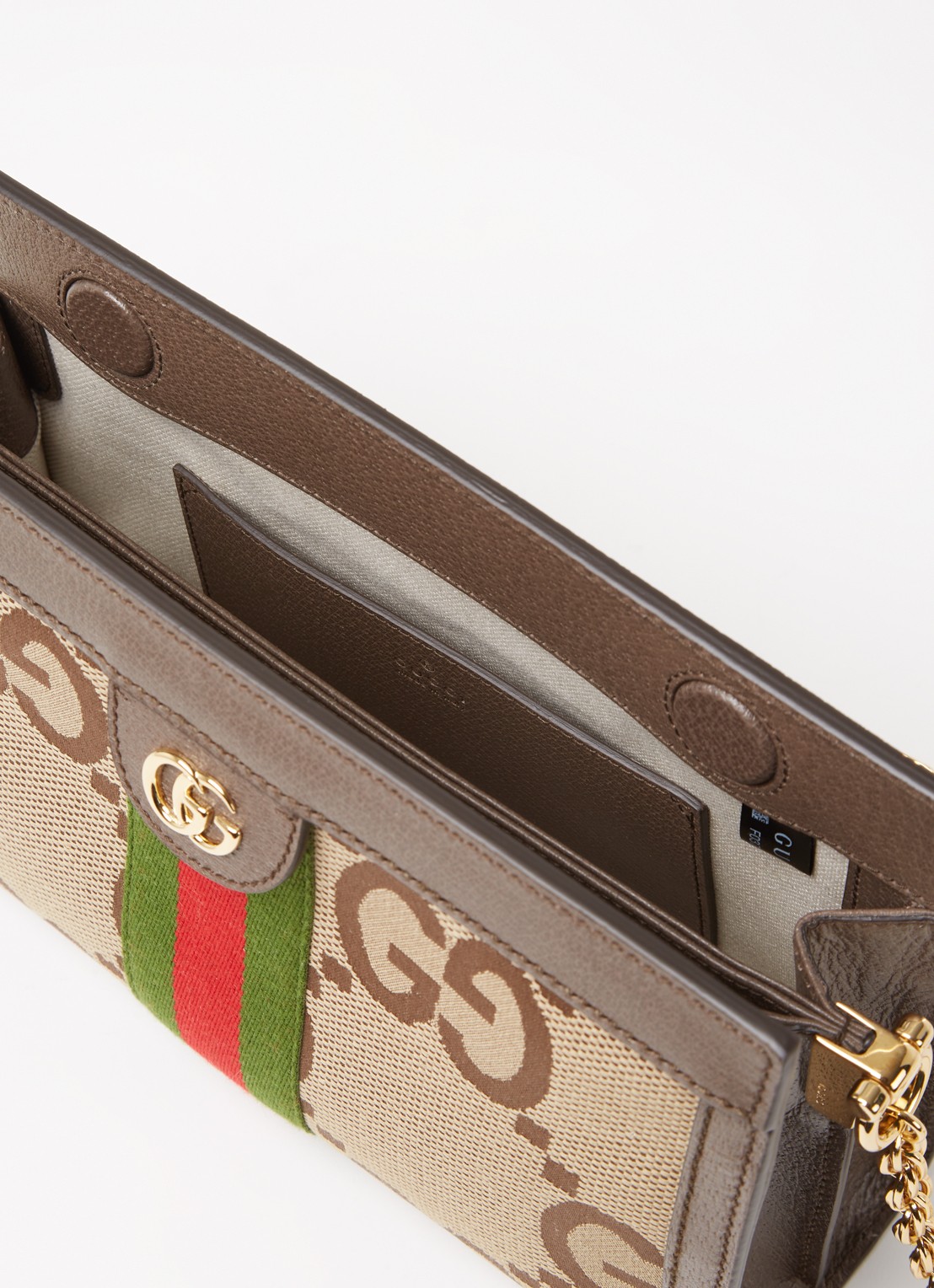 Gucci Ophidia Jumbo Small schoudertas van canvas met leren details - detail 2 lichtbruin