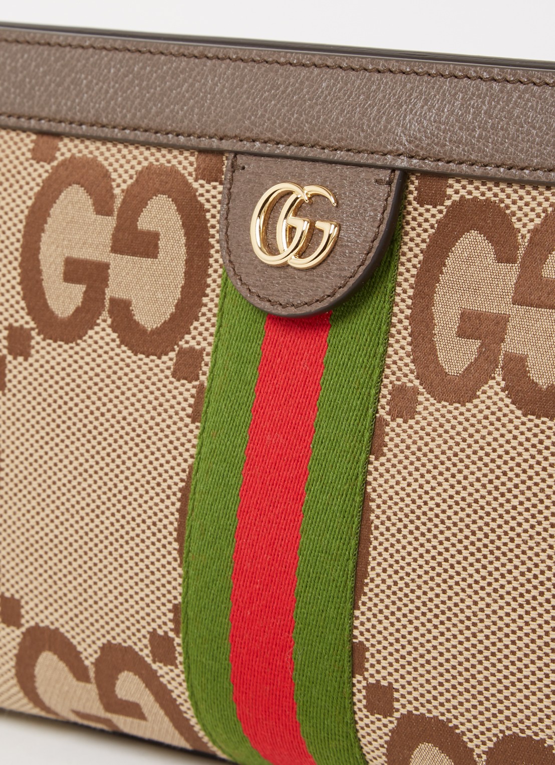Gucci Ophidia Jumbo Small schoudertas van canvas met leren details - detail 4 lichtbruin