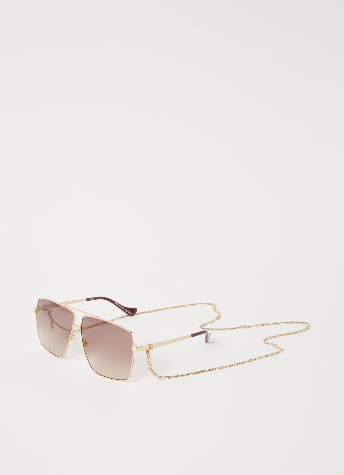 Gucci Piloten zonnebril met brillenkoord GG1087S - voorkant goud