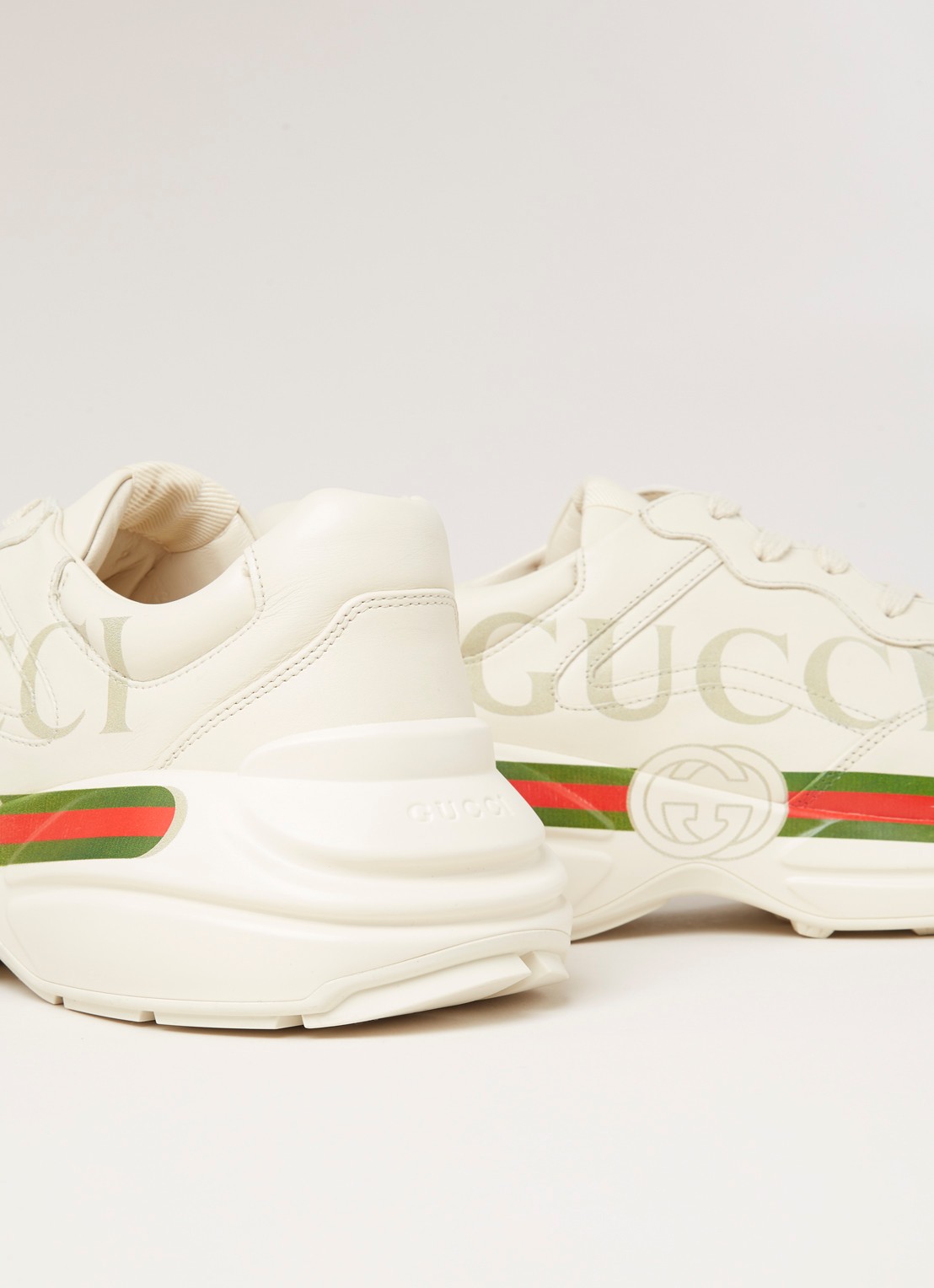 Gucci Rhyton sneaker van leer  - detail 6 gebroken wit
