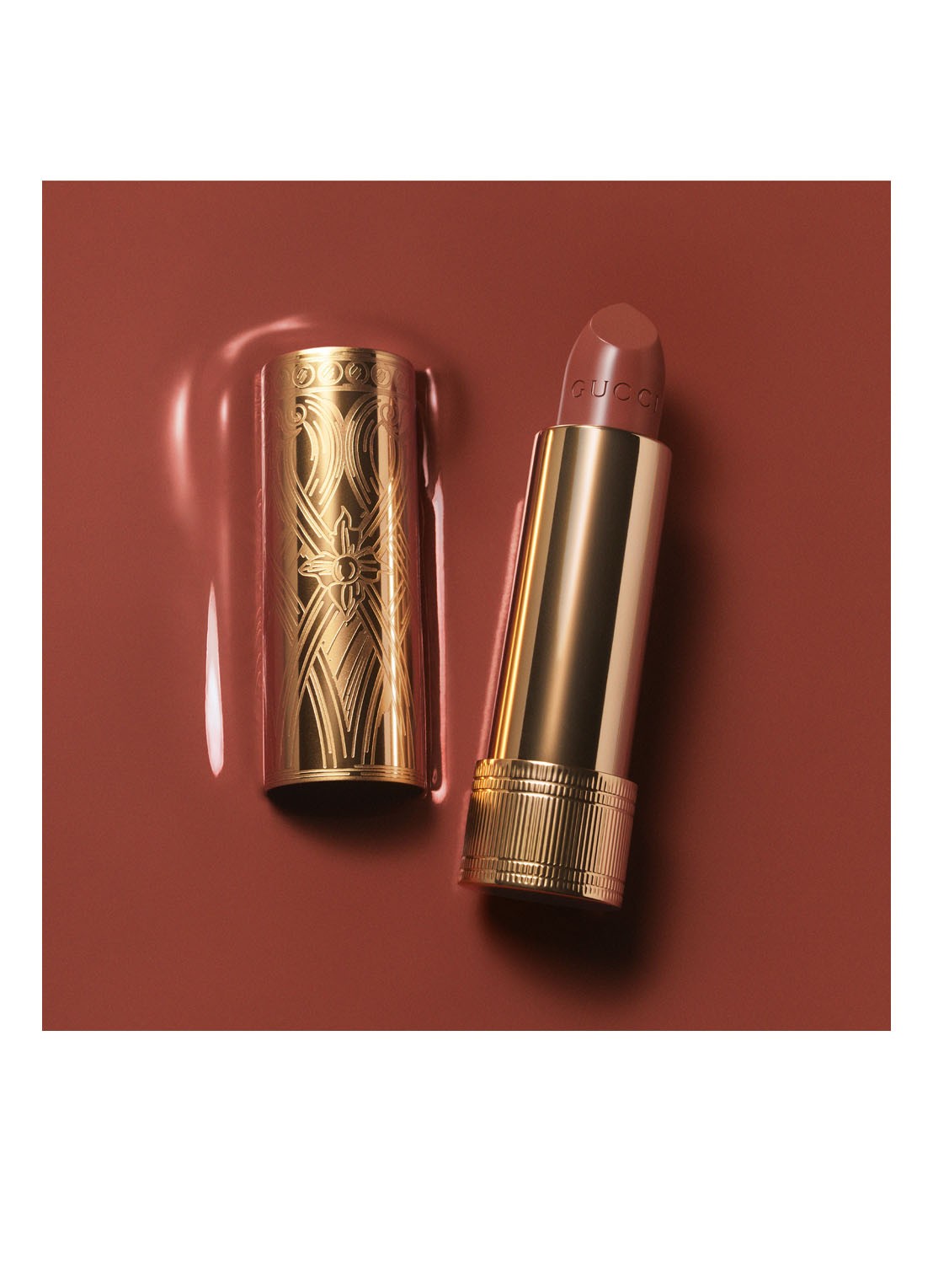 Gucci Rouge à Lèvres Satin - lipstick  - detail 6 123 auroral amber