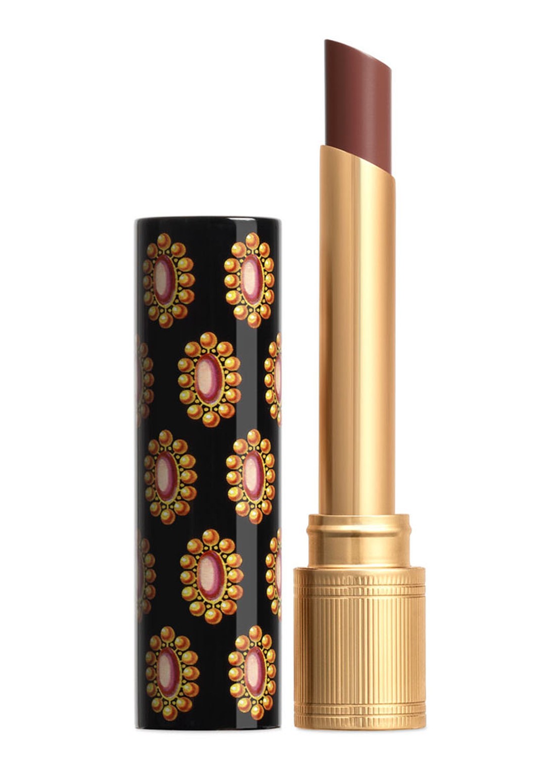 Gucci Rouge de Beauté Brillant Glow en Care - lipstick - voorkant 204 peggy taupe