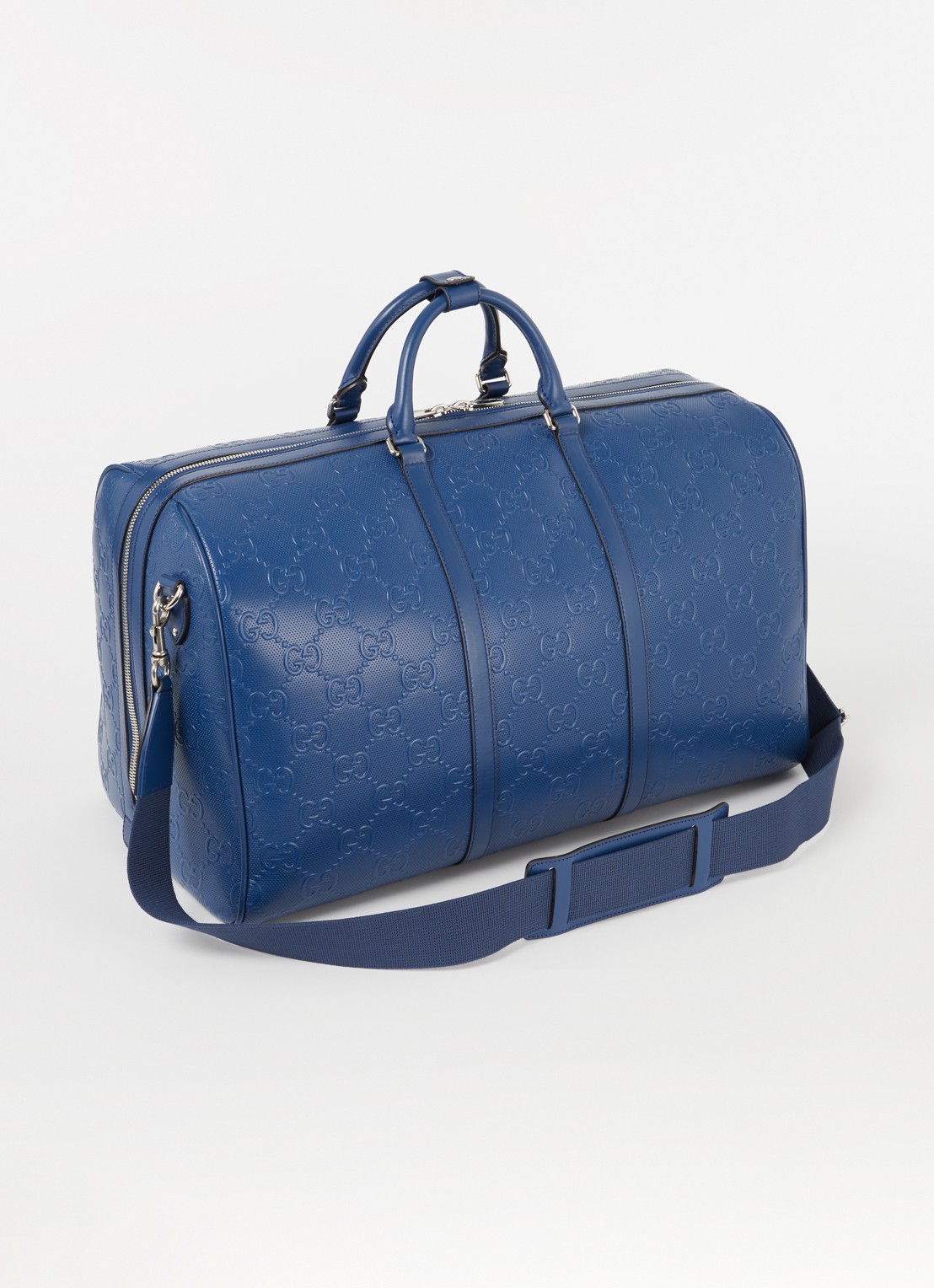 Gucci Weekendtas van leer met logoprint - achterkant blauw