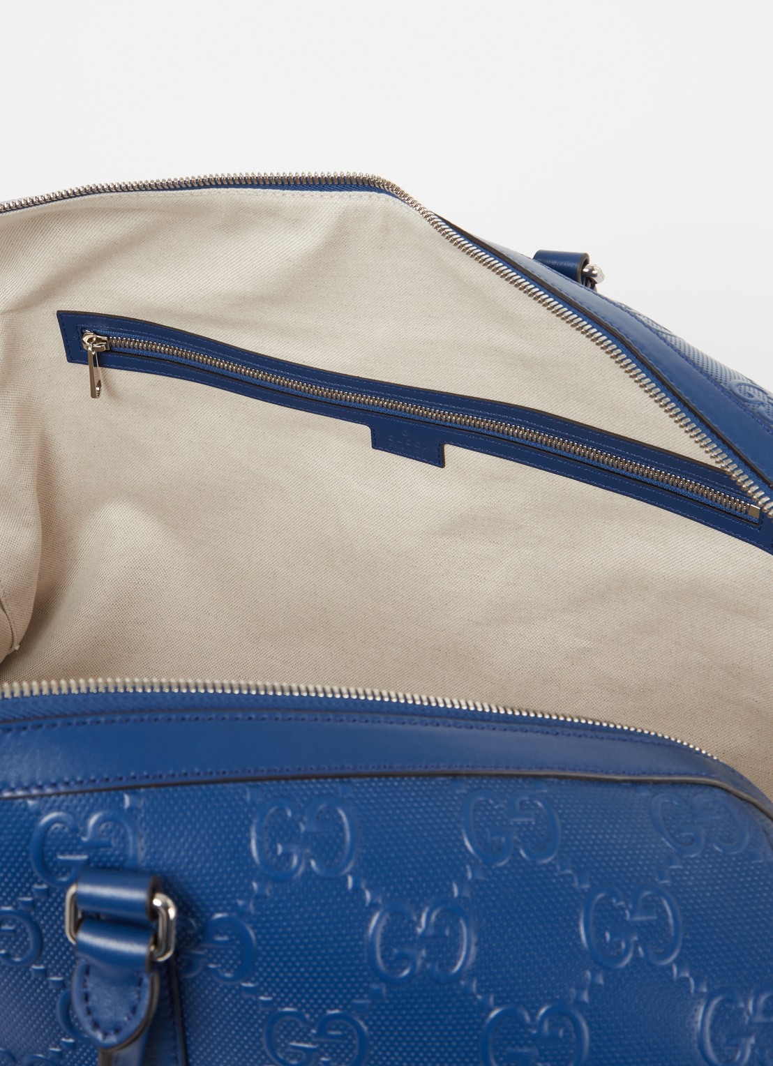 Gucci Weekendtas van leer met logoprint - detail 4 blauw