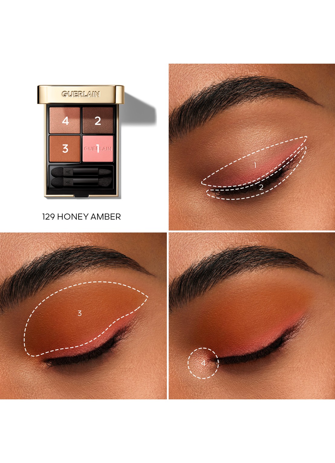 Guerlain Ombres G - oogschaduw palette - detail 4 129 honey amber