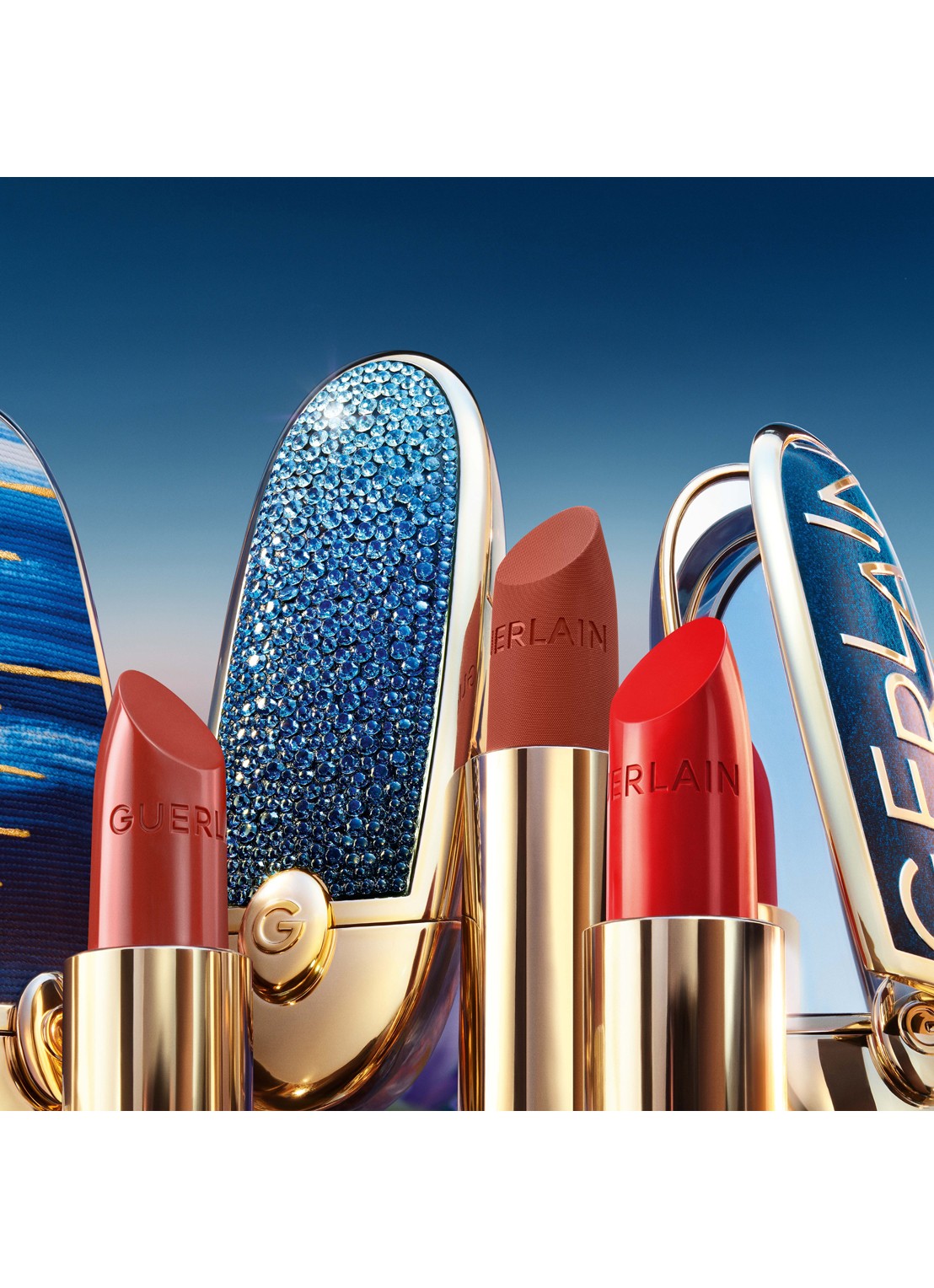 Guerlain Rouge G L’Heure Bleue Limited Edition - lipstick huls - detail 3 bleu iconique