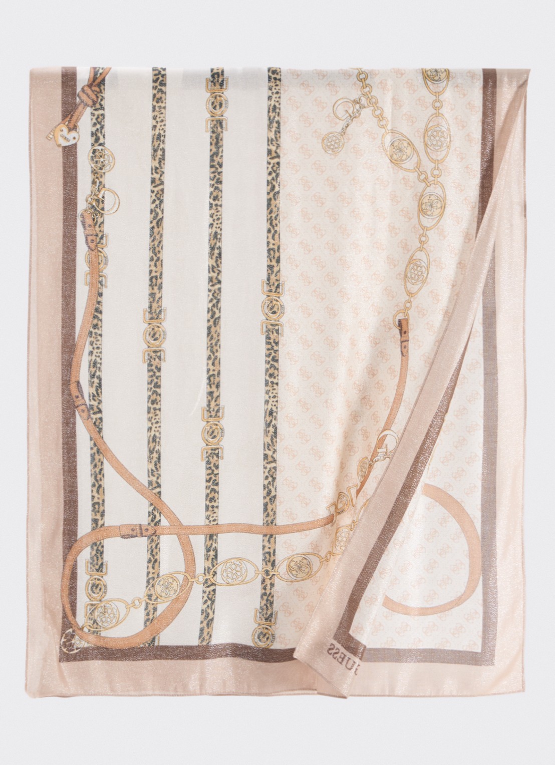 GUESS 4G sjaal met glitter 180 x 70 cm  - detail 2 taupe