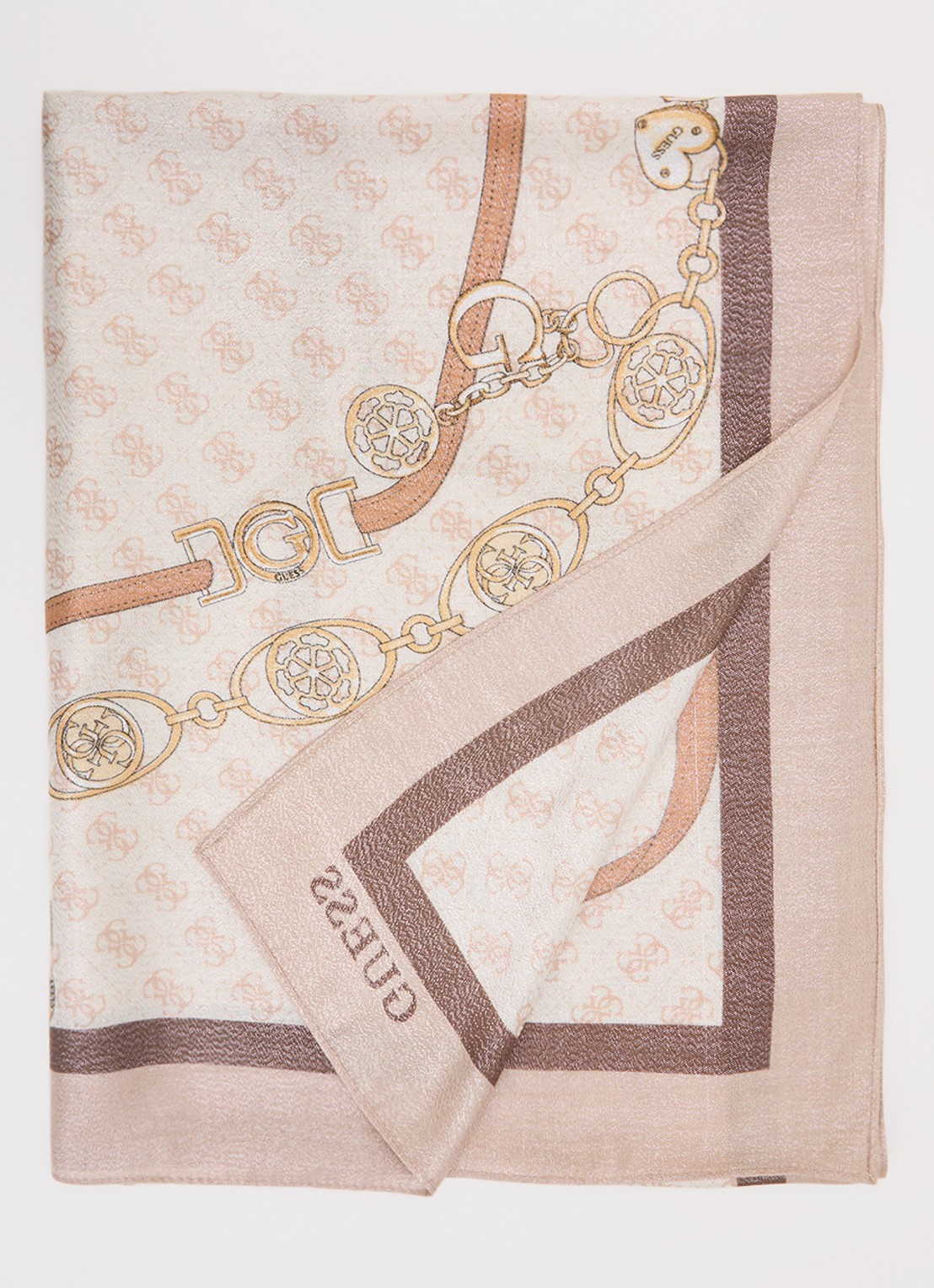 GUESS 4G sjaal met glitter 180 x 70 cm  - voorkant taupe