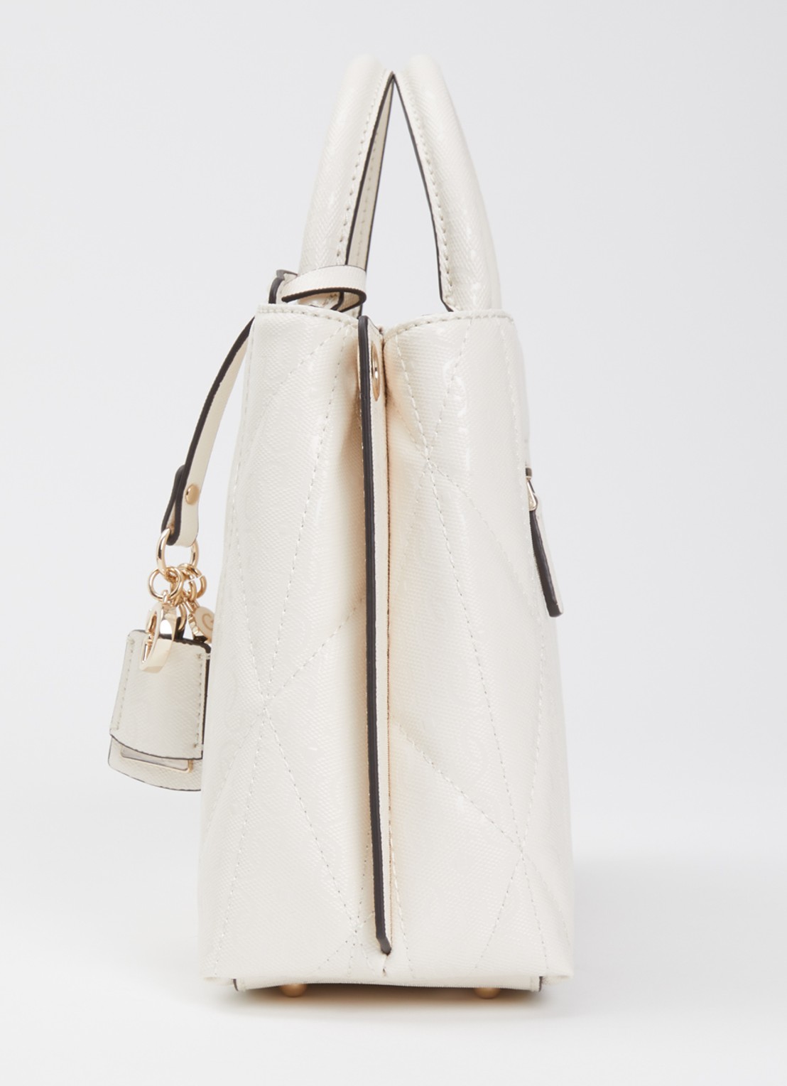 GUESS Aldina handtas met logoprint en afneembare schouderriem - detail 3 gebroken wit