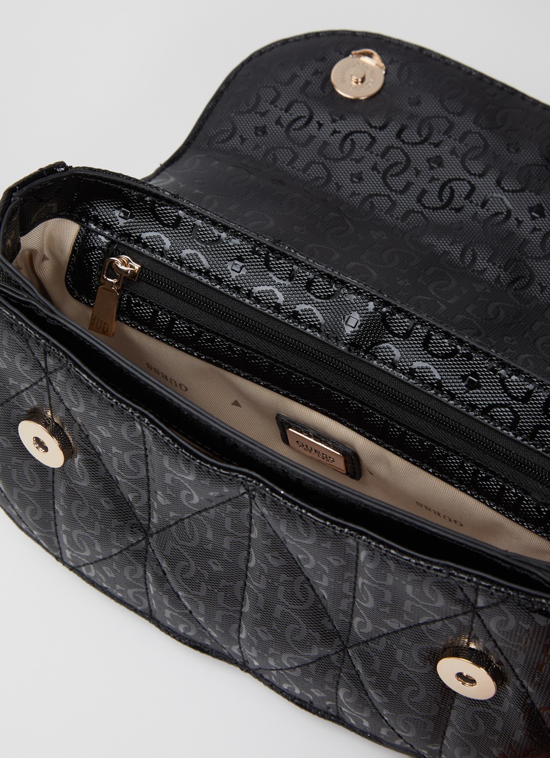 GUESS Aldina handtas met logoprint en afneembare schouderriem - detail 5 zwart