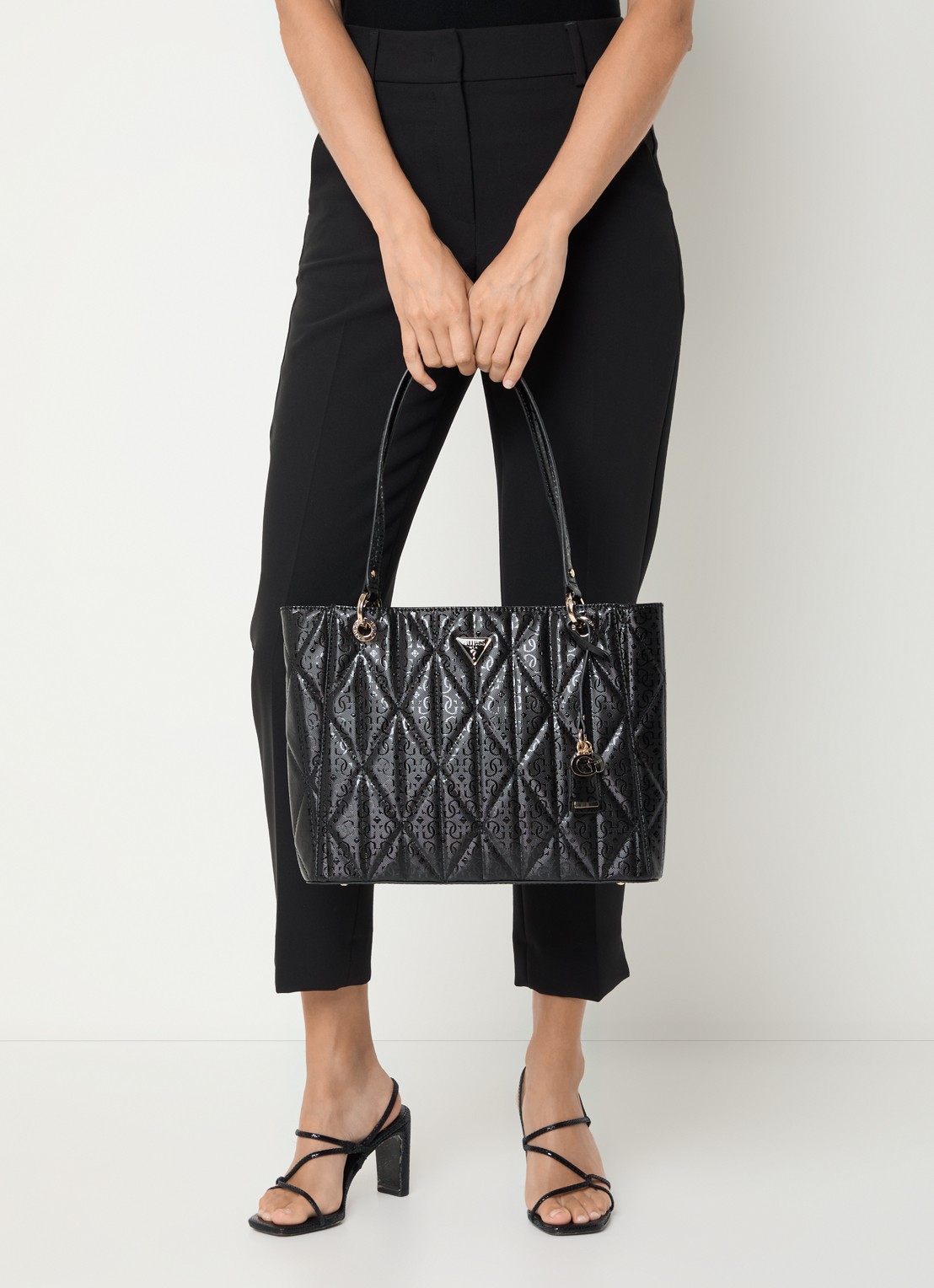 GUESS Aldina Noelle schoudertas met logoprint - voorkant 2 zwart