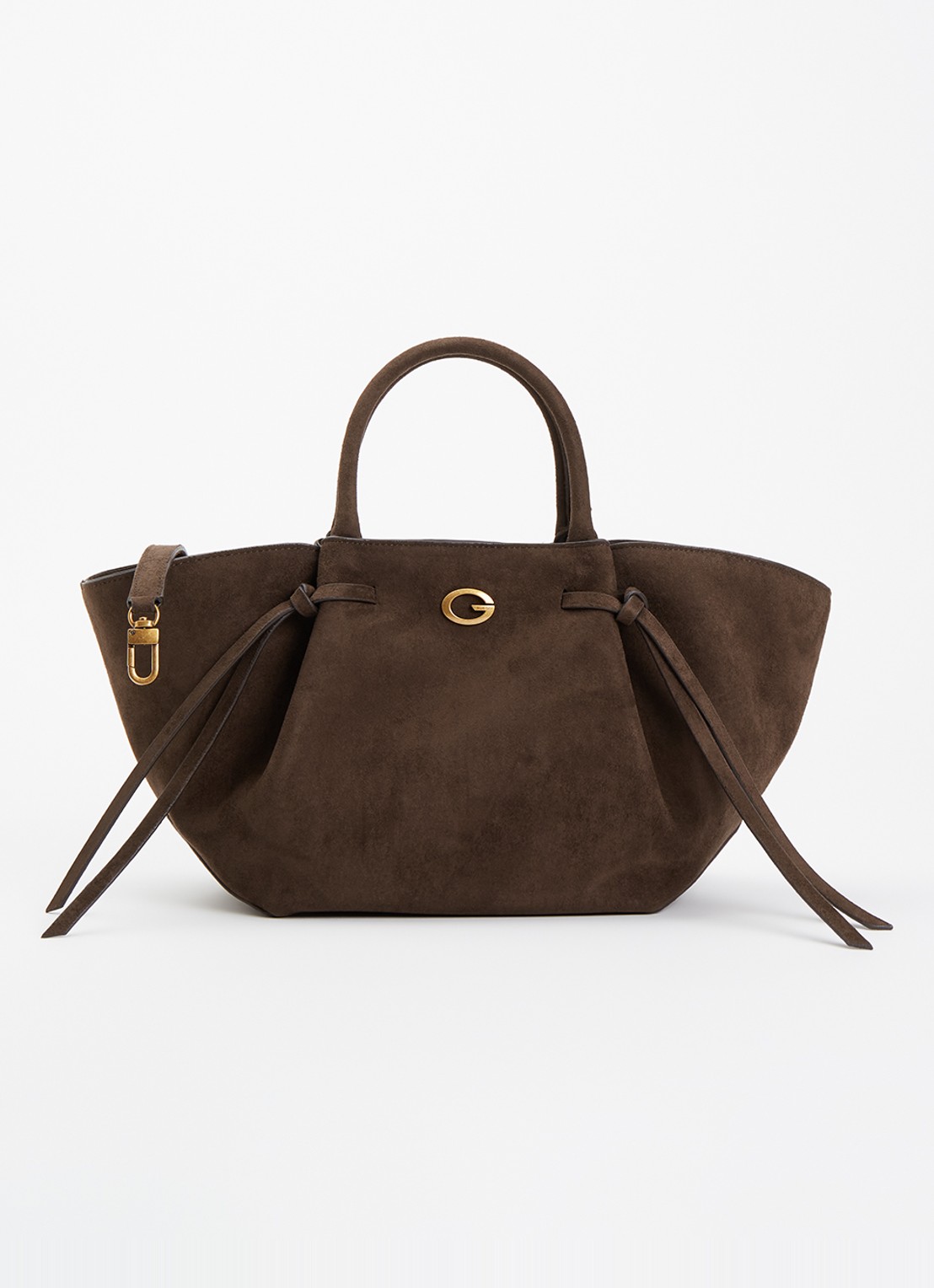 GUESS Allegra Girlfriend handtas met afneembare schouderriem  - voorkant donkerbruin