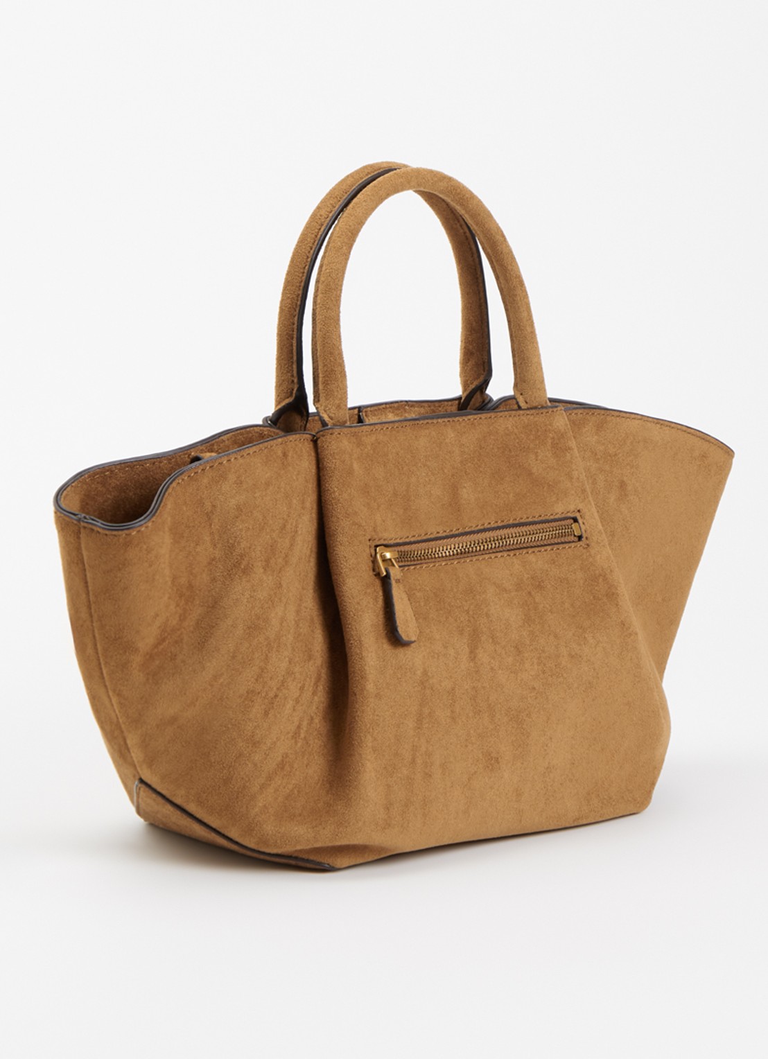 GUESS Allegra Girlfriend handtas met afneembare schouderriem  - achterkant cognac