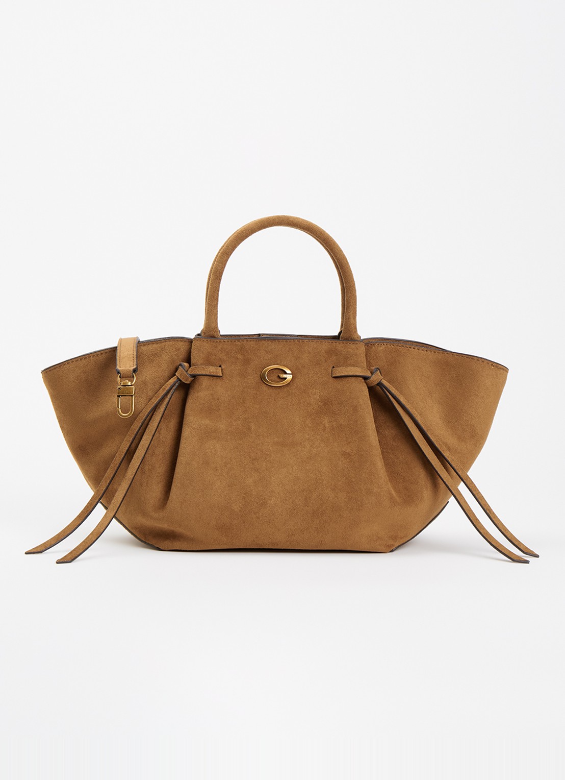 GUESS Allegra Girlfriend handtas met afneembare schouderriem  - voorkant 2 cognac