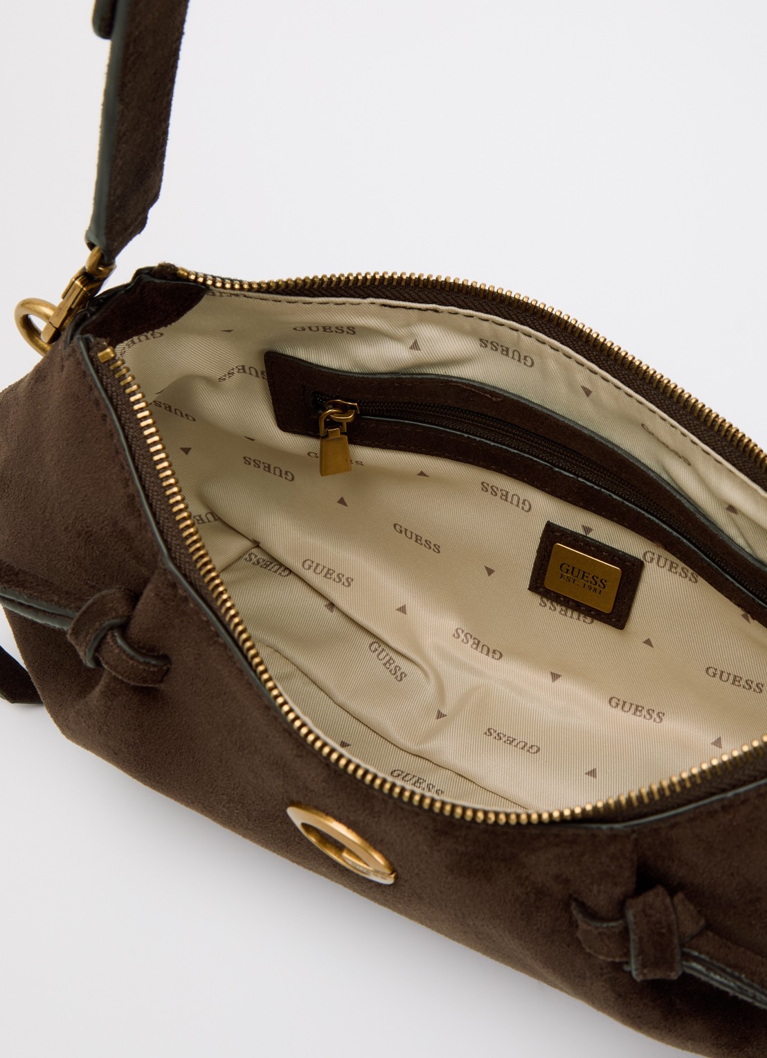 GUESS Allegra schoudertas met logo - detail 2 donkerbruin