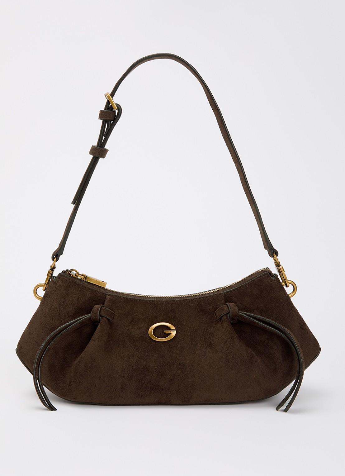GUESS Allegra schoudertas met logo - voorkant donkerbruin