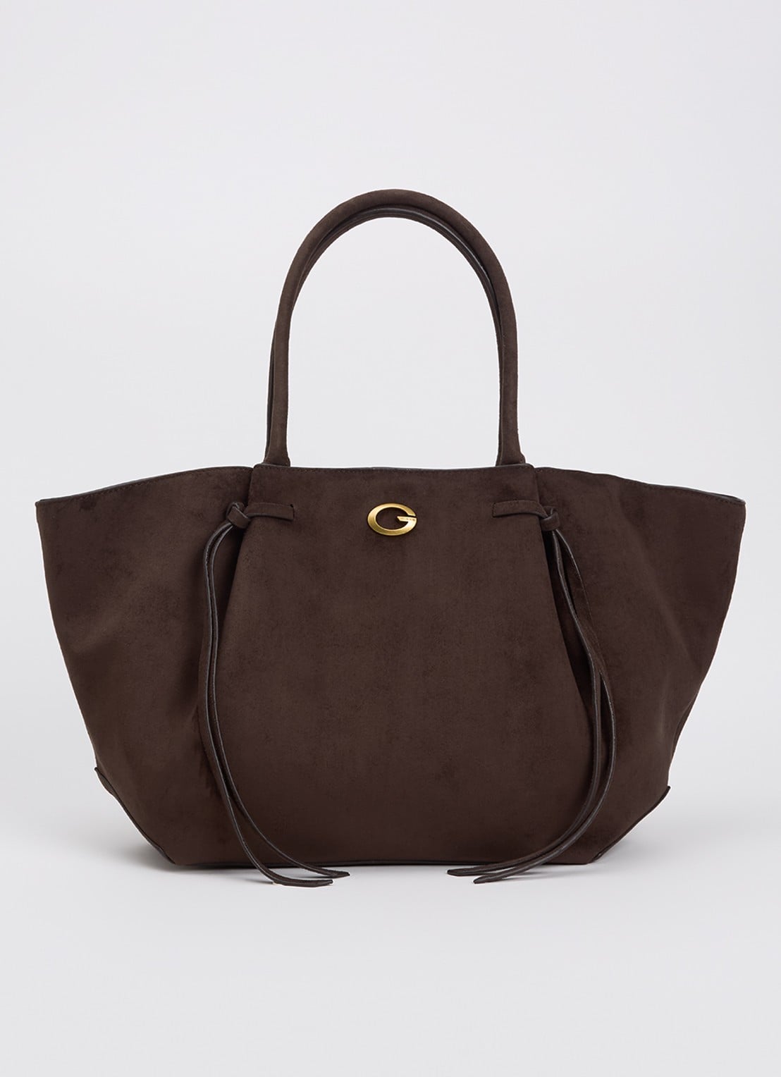 GUESS Allerga schoudertas met logo - voorkant donkerbruin