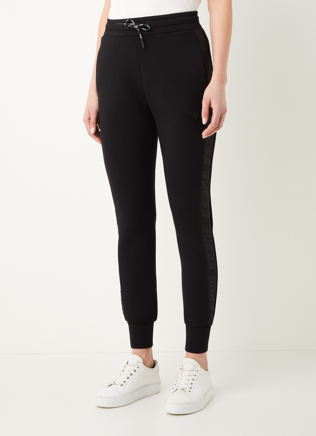 GUESS Allie Scuba high waist slim fit joggingbroek met logoband - detail 4 zwart