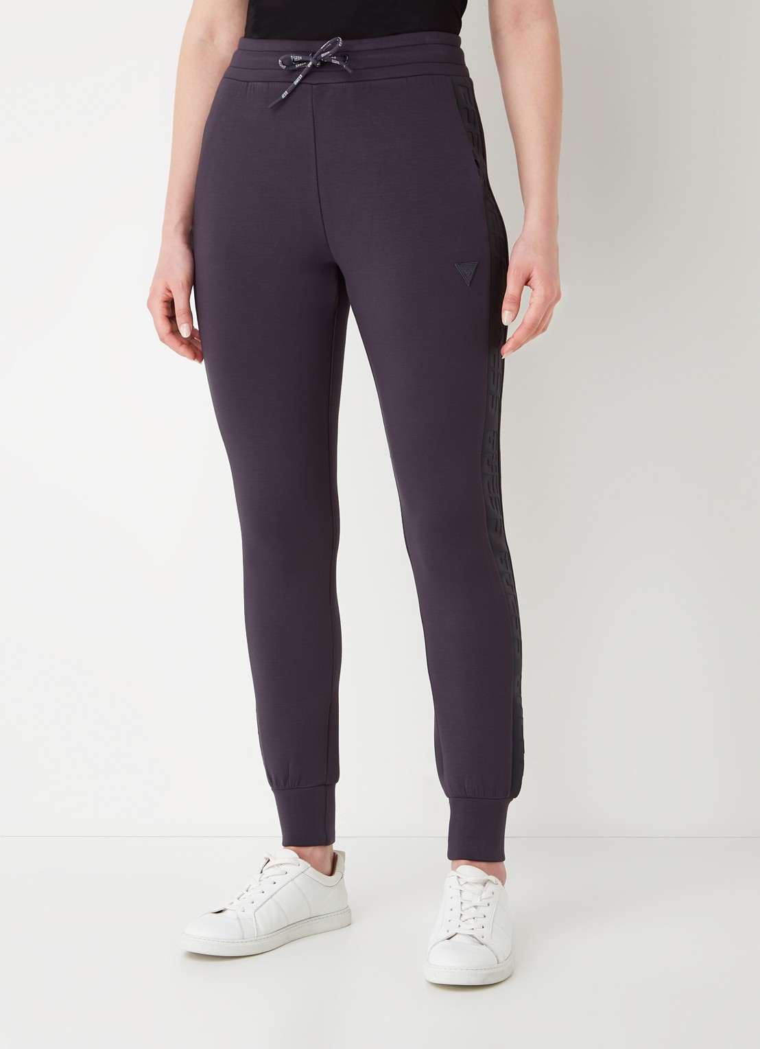 GUESS Allie Scuba high waist slim fit joggingbroek met logoband - detail blauw