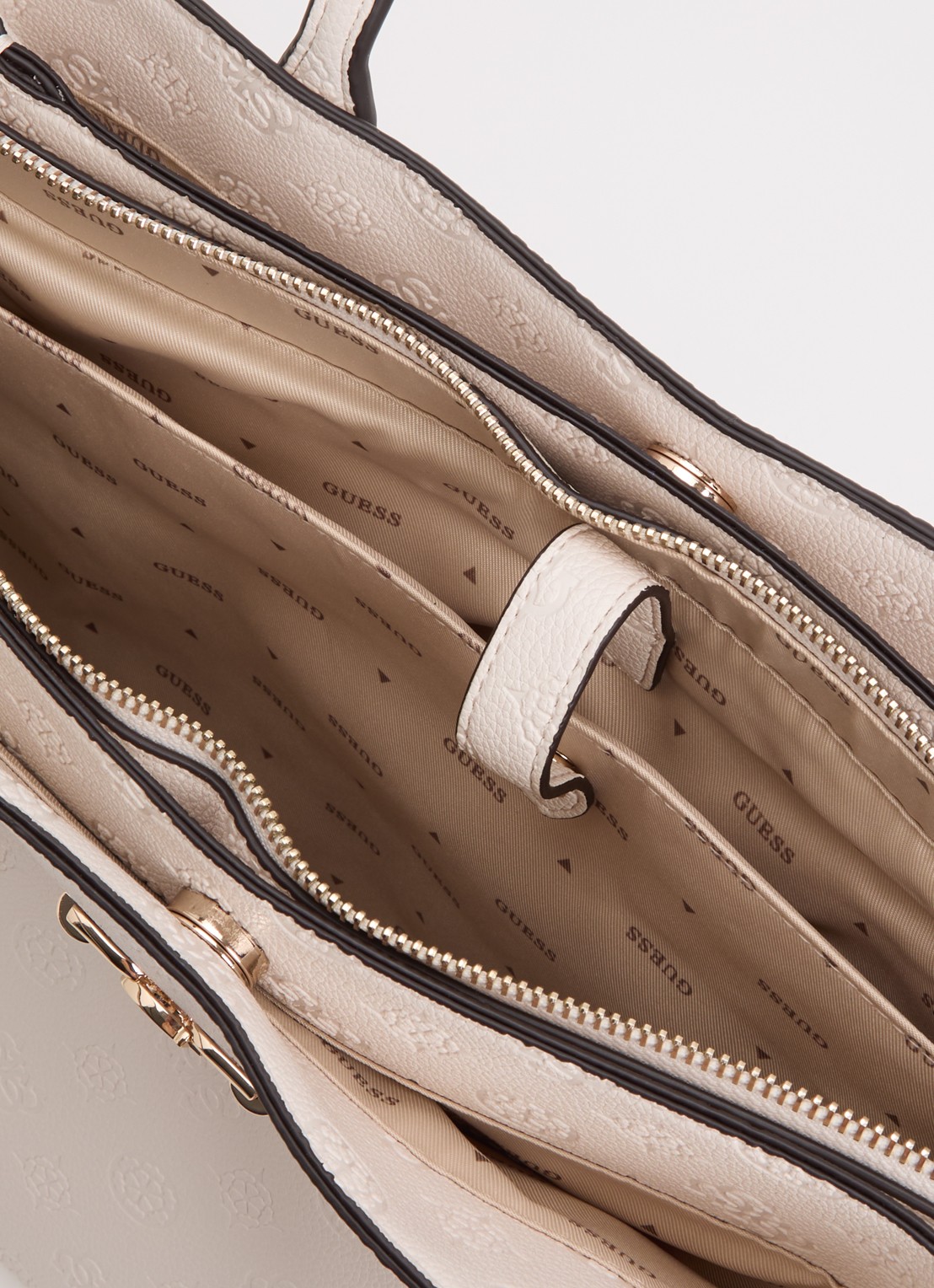 GUESS Anise handtas met logoprint  - detail beige