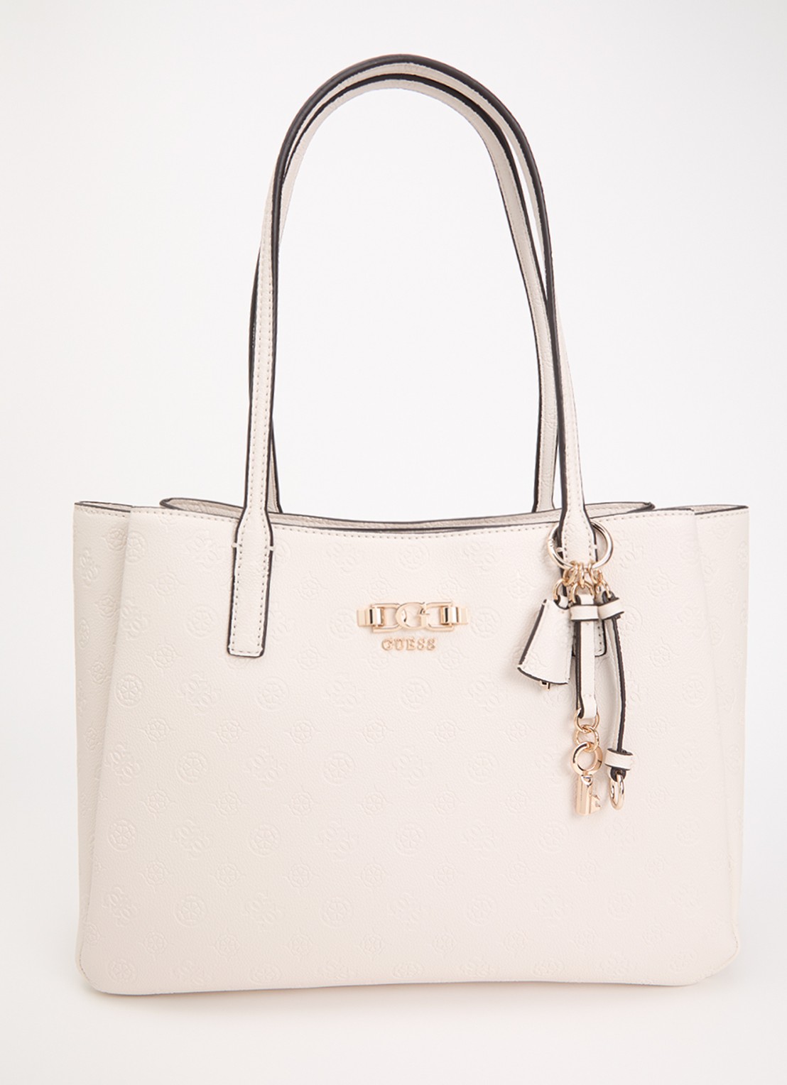 GUESS Anise handtas met logoprint  - voorkant 4 beige