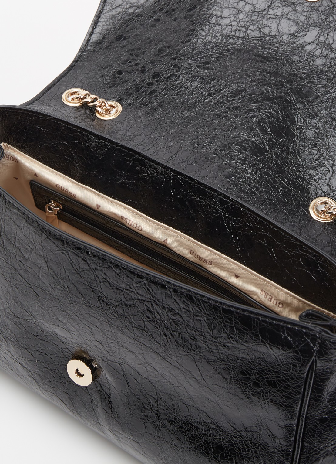 GUESS Antonia schoudertas van imitatieleer  - detail zwart