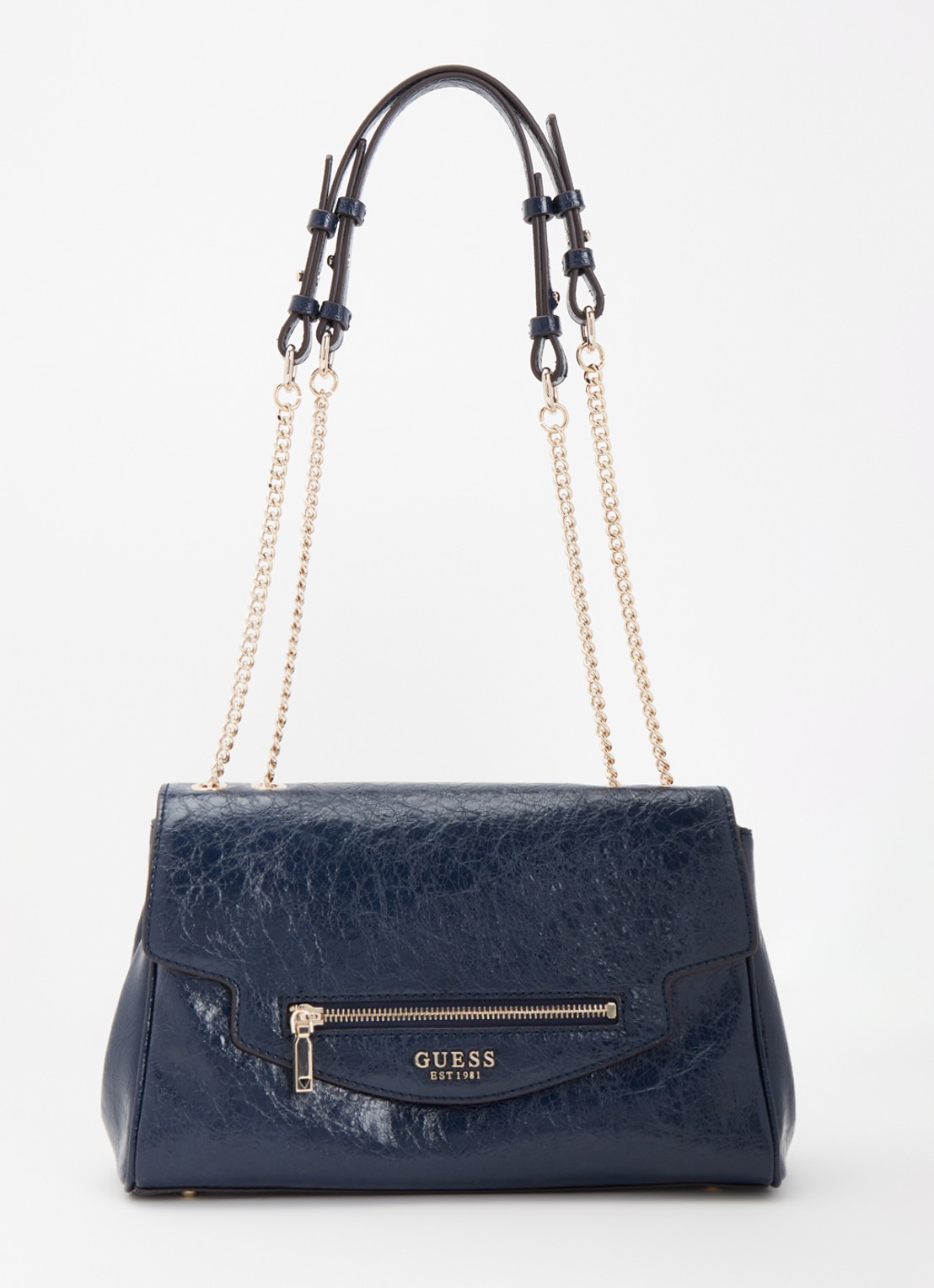 GUESS Antonia schoudertas van imitatieleer  - voorkant blauw