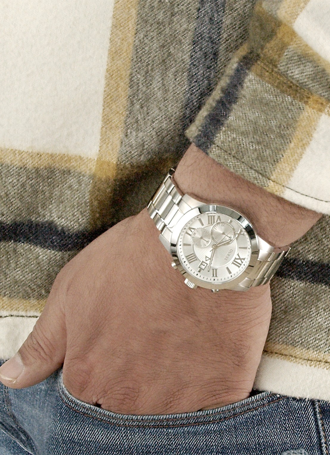 GUESS Atlas Chrono horloge W0668G7 - detail 3 zilver