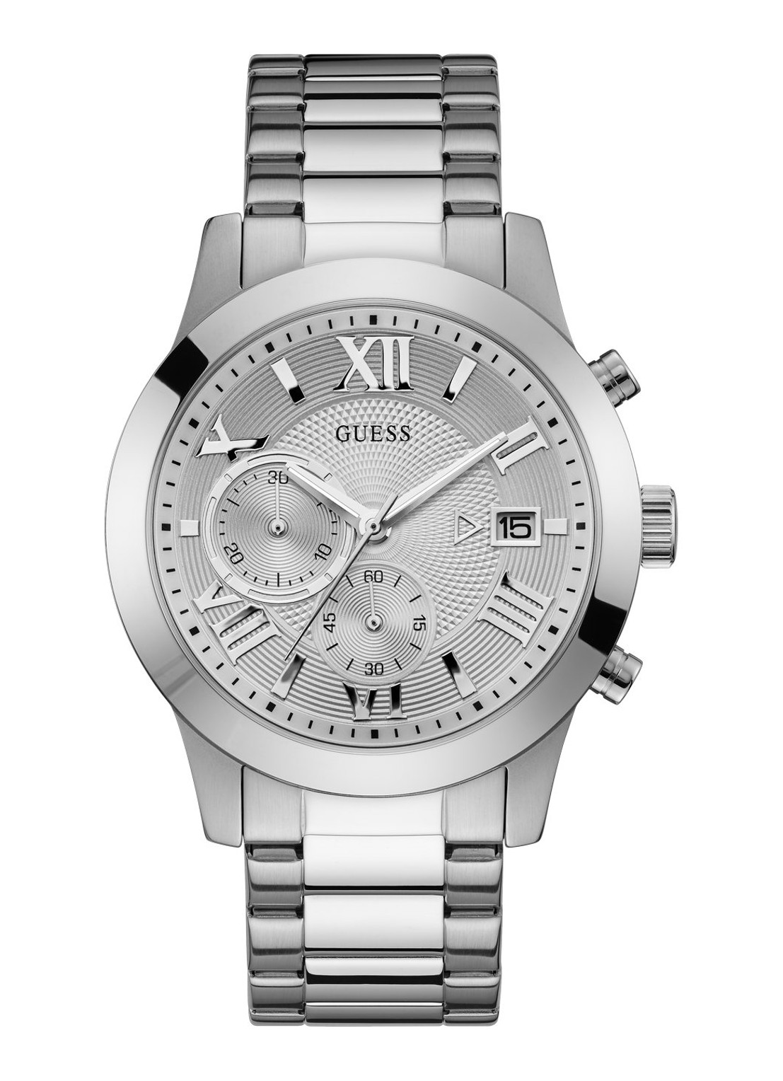 GUESS Atlas Chrono horloge W0668G7 - voorkant zilver