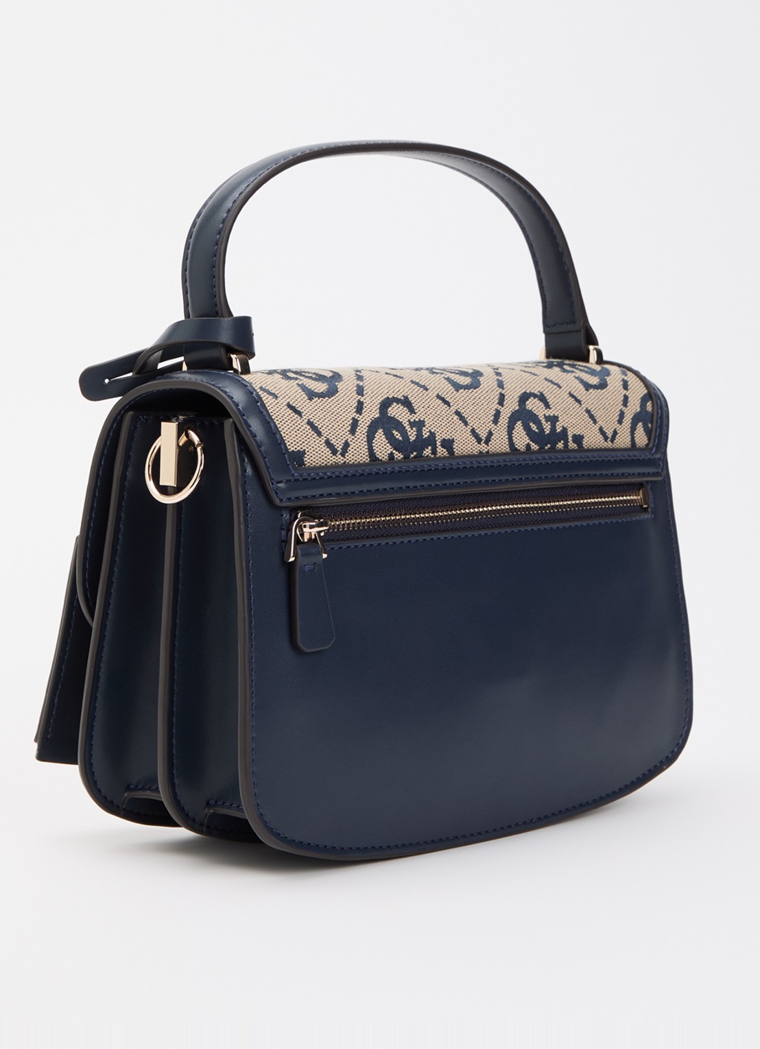 GUESS Audrey crossbodytas met logoprint en afneembare schouderriem - achterkant 5 donkerblauw