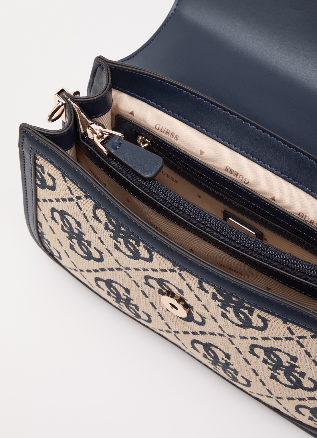 GUESS Audrey crossbodytas met logoprint en afneembare schouderriem - detail 2 donkerblauw