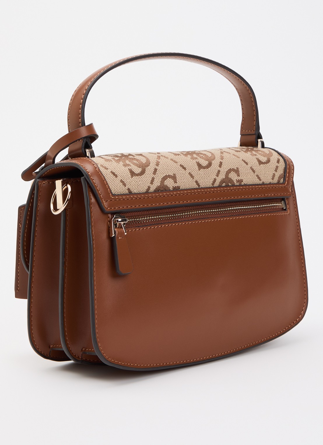 GUESS Audrey crossbodytas met logoprint en afneembare schouderriem  - achterkant 5 bruin