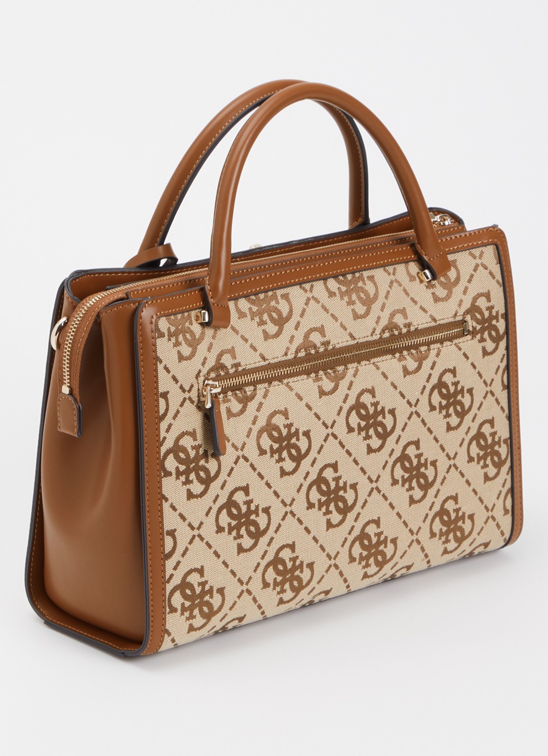 GUESS Audrey handtas met logoprint en afneembare schouderriem - achterkant 2 beige