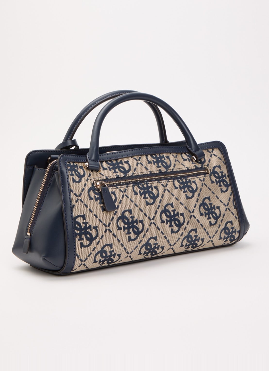 GUESS Audrey handtas met logoprint en afneembare schouderriem - achterkant donkerblauw