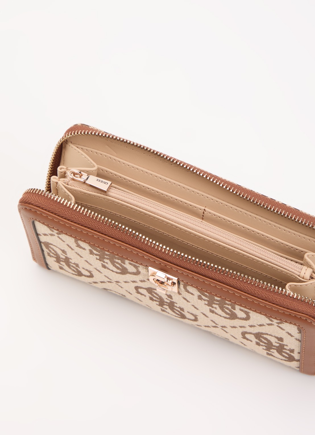 GUESS Audrey portemonnee met logoprint - voorkant 2 bruin