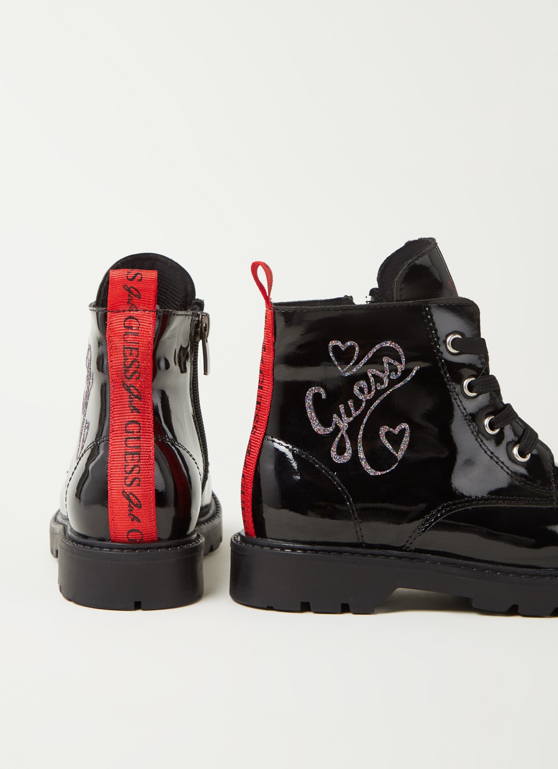 GUESS Biker boot met logo en lak finish - detail 3 zwart
