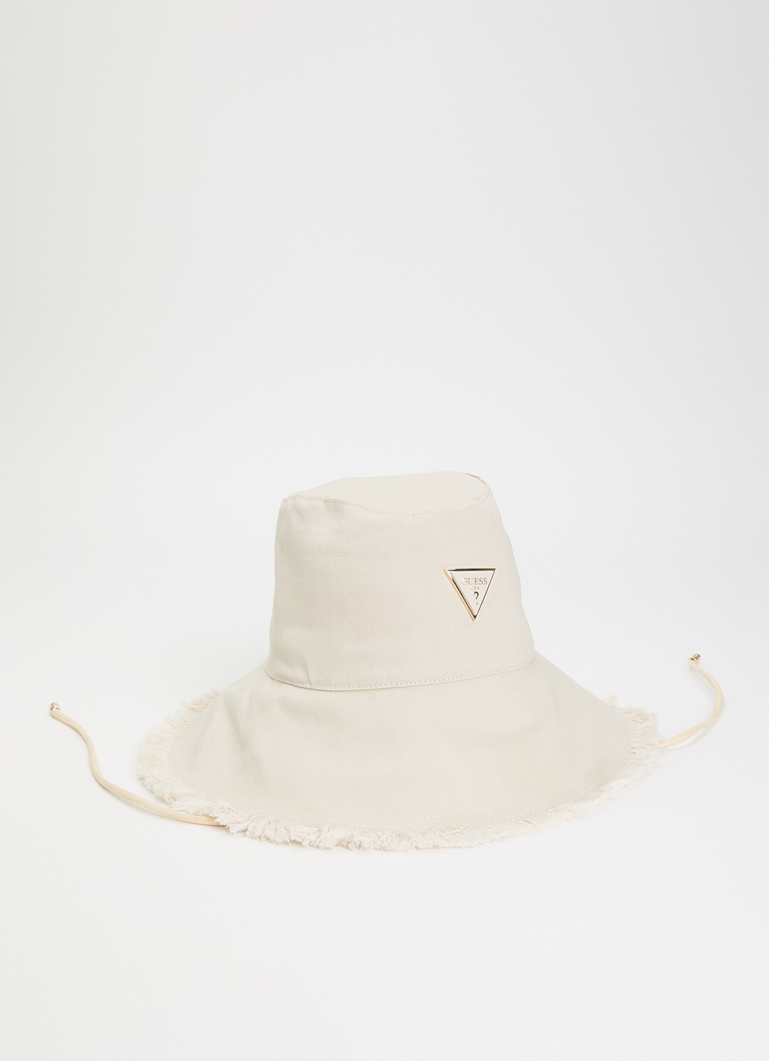 GUESS Bucket hoed met logo  - voorkant beige
