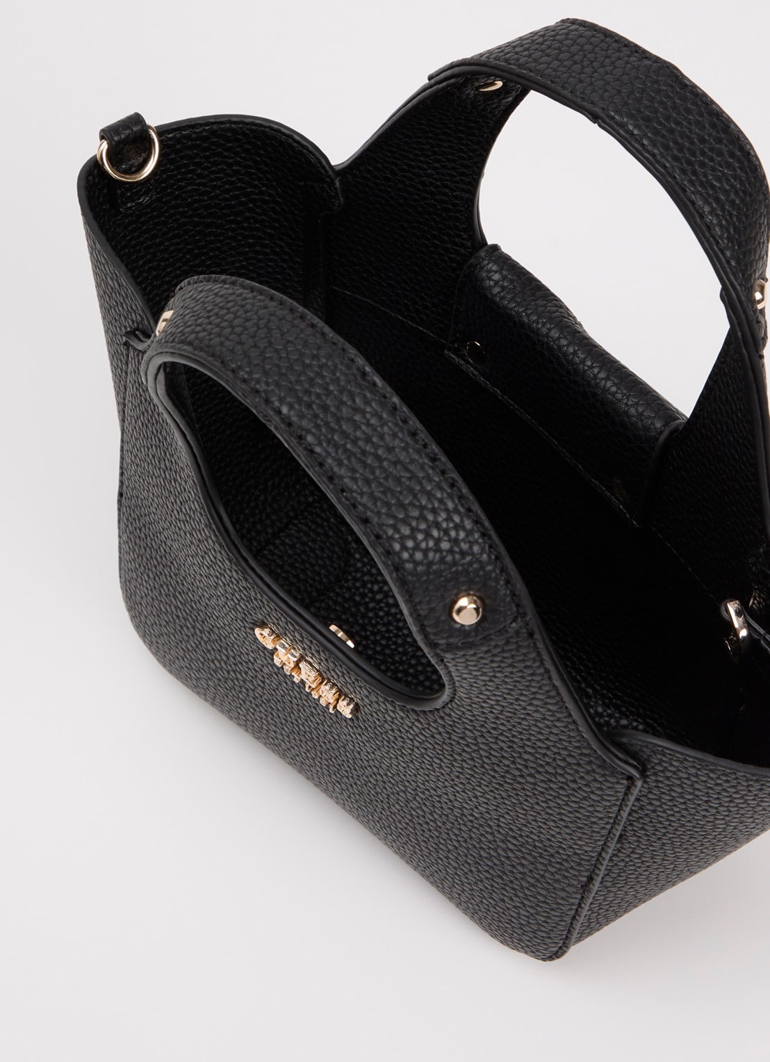 GUESS Calista Mini crossbodytas met uitneembaar etui - detail zwart