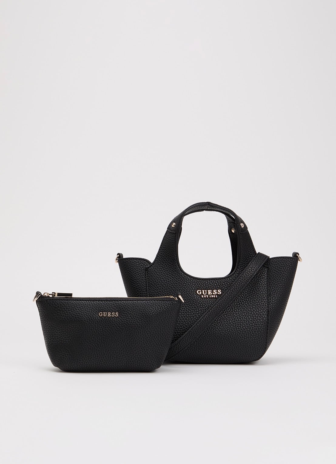 GUESS Calista Mini crossbodytas met uitneembaar etui - voorkant 4 zwart