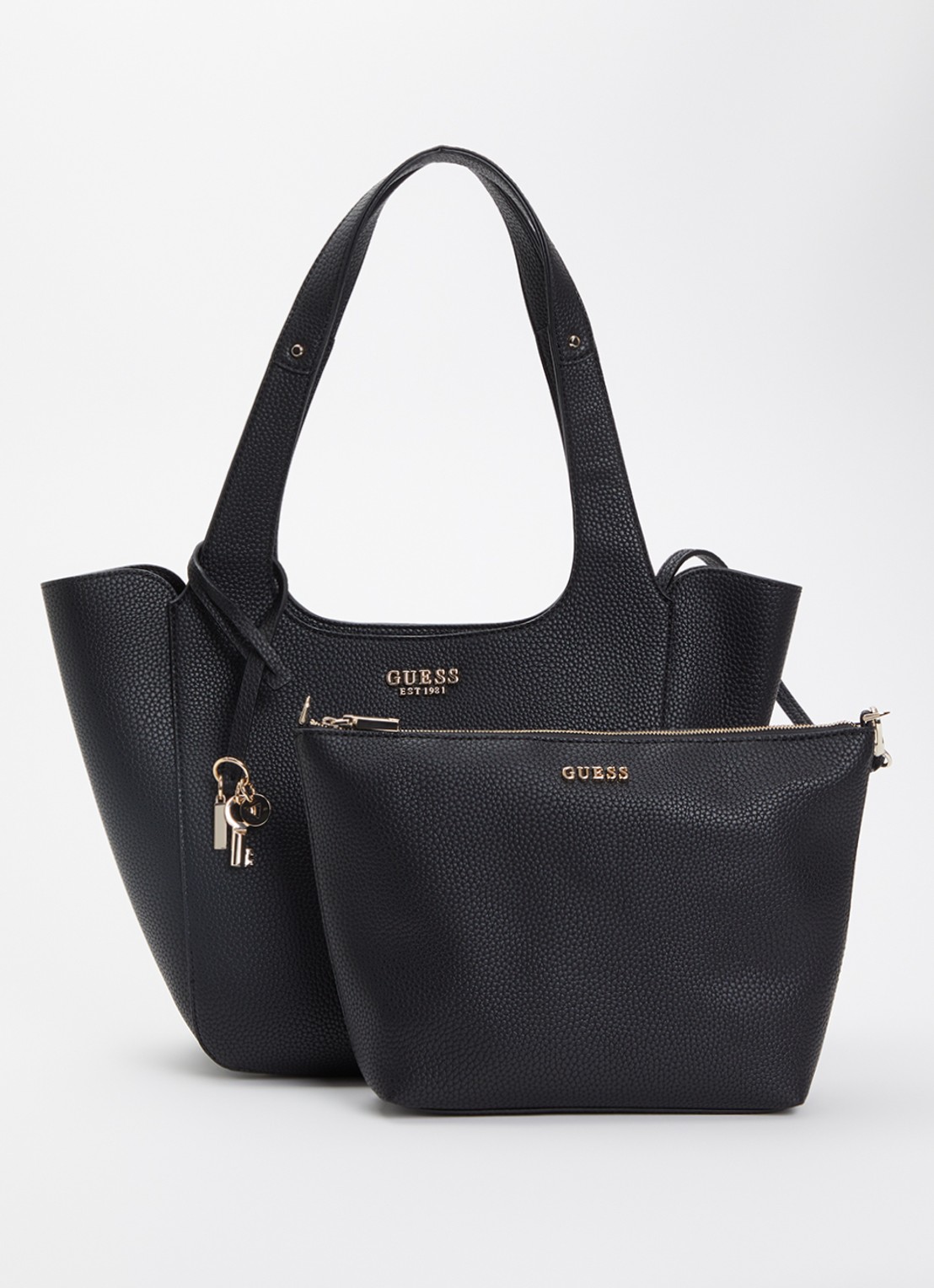 GUESS Calista shopper met uitneembaar etui - voorkant 5 zwart