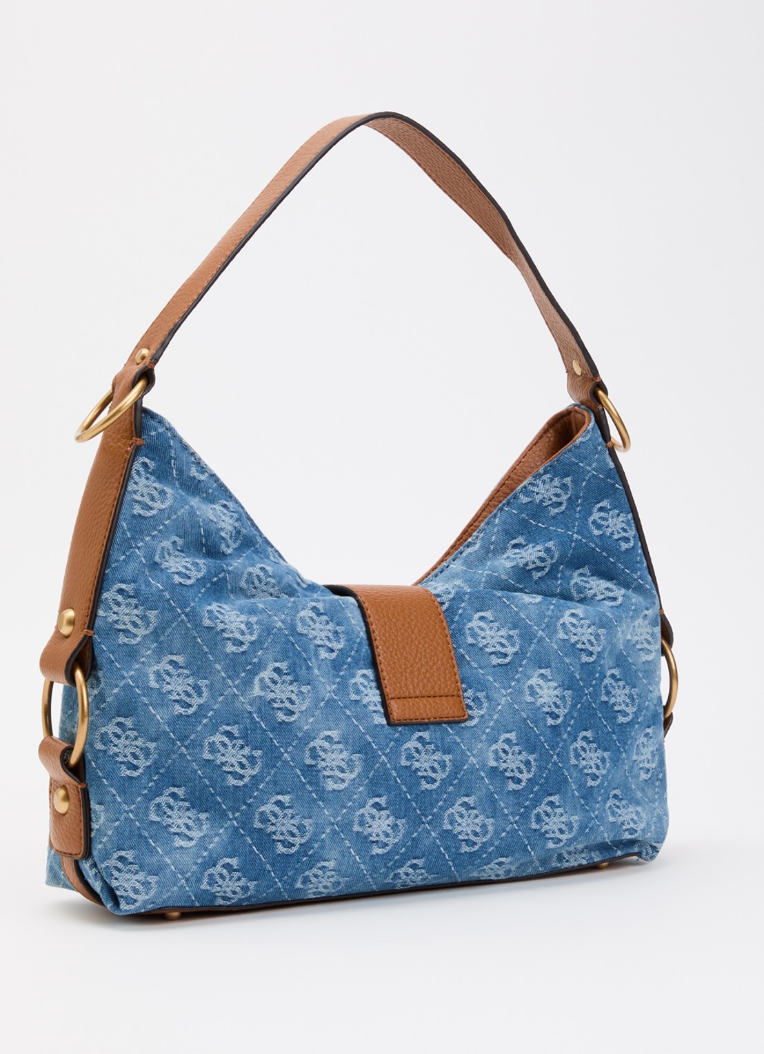 GUESS Camden Large schoudertas van denim met logoprint - achterkant 5 staalblauw