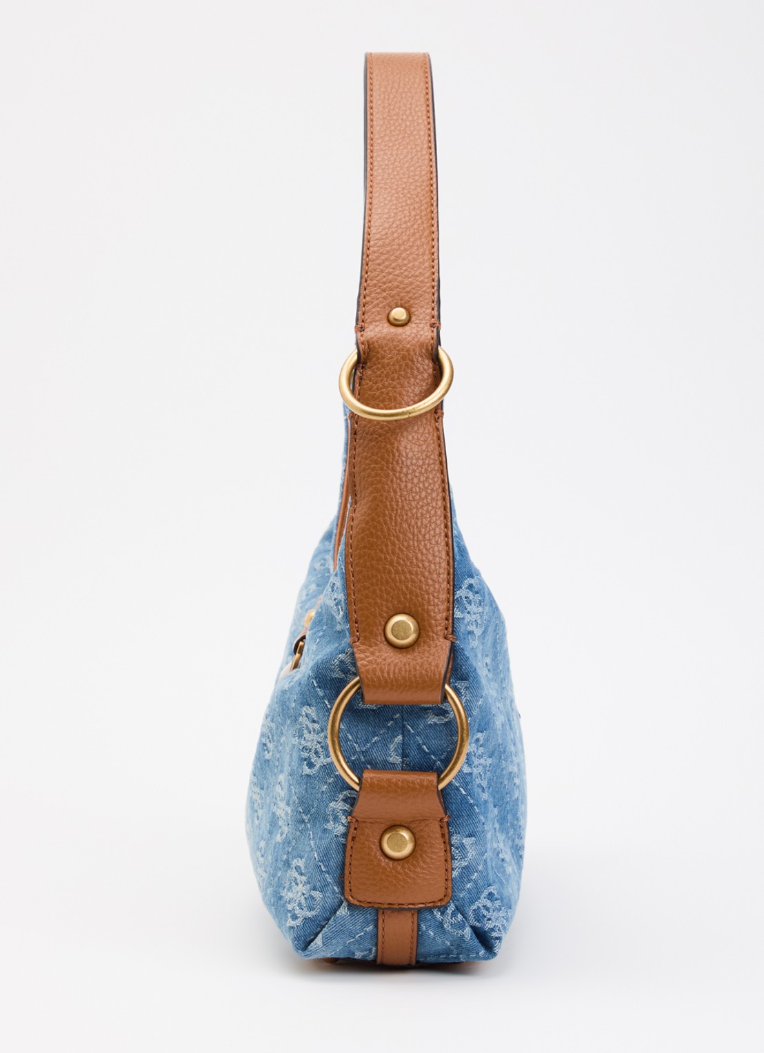 GUESS Camden Large schoudertas van denim met logoprint - detail 3 staalblauw
