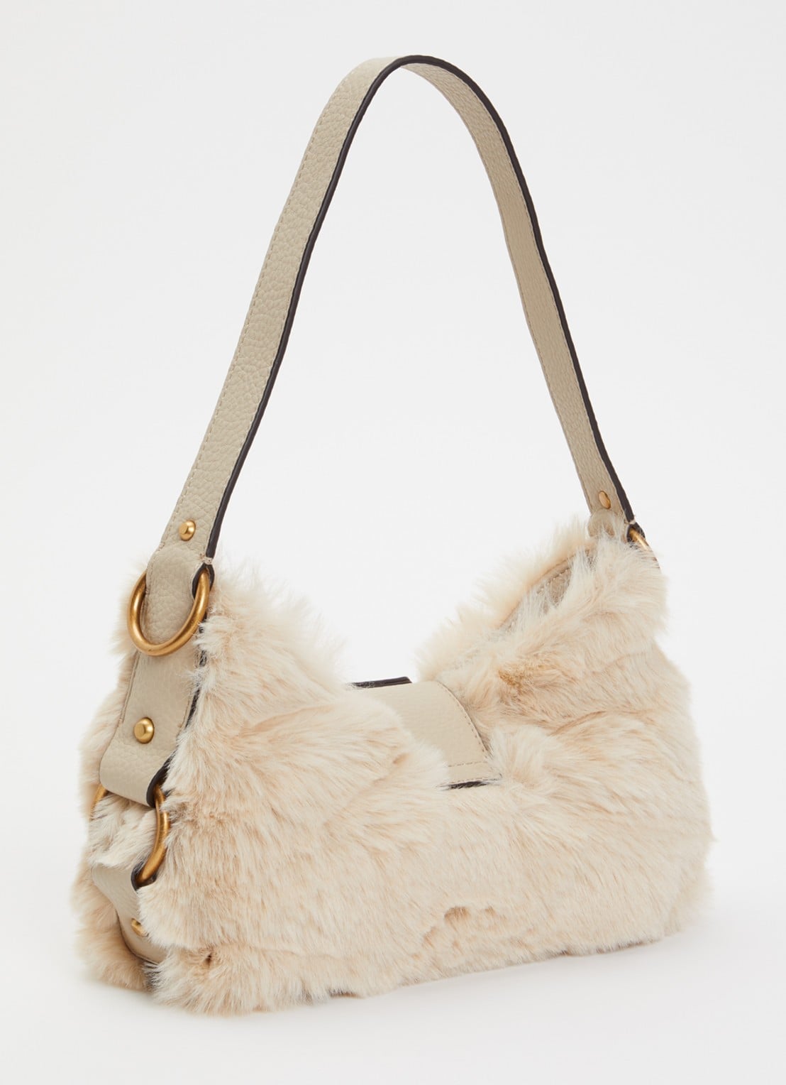GUESS Camden Mini schoudertas van imitatiebont - achterkant creme