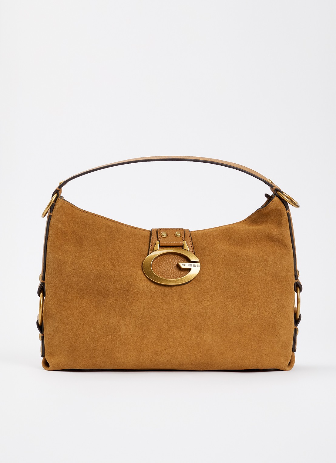 GUESS Camden schoudertas met logo - voorkant 4 cognac