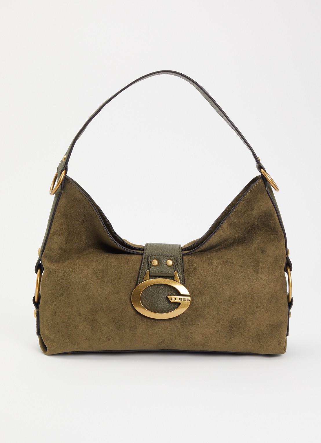 GUESS Camden schoudertas met logo - voorkant 2 olijfgroen