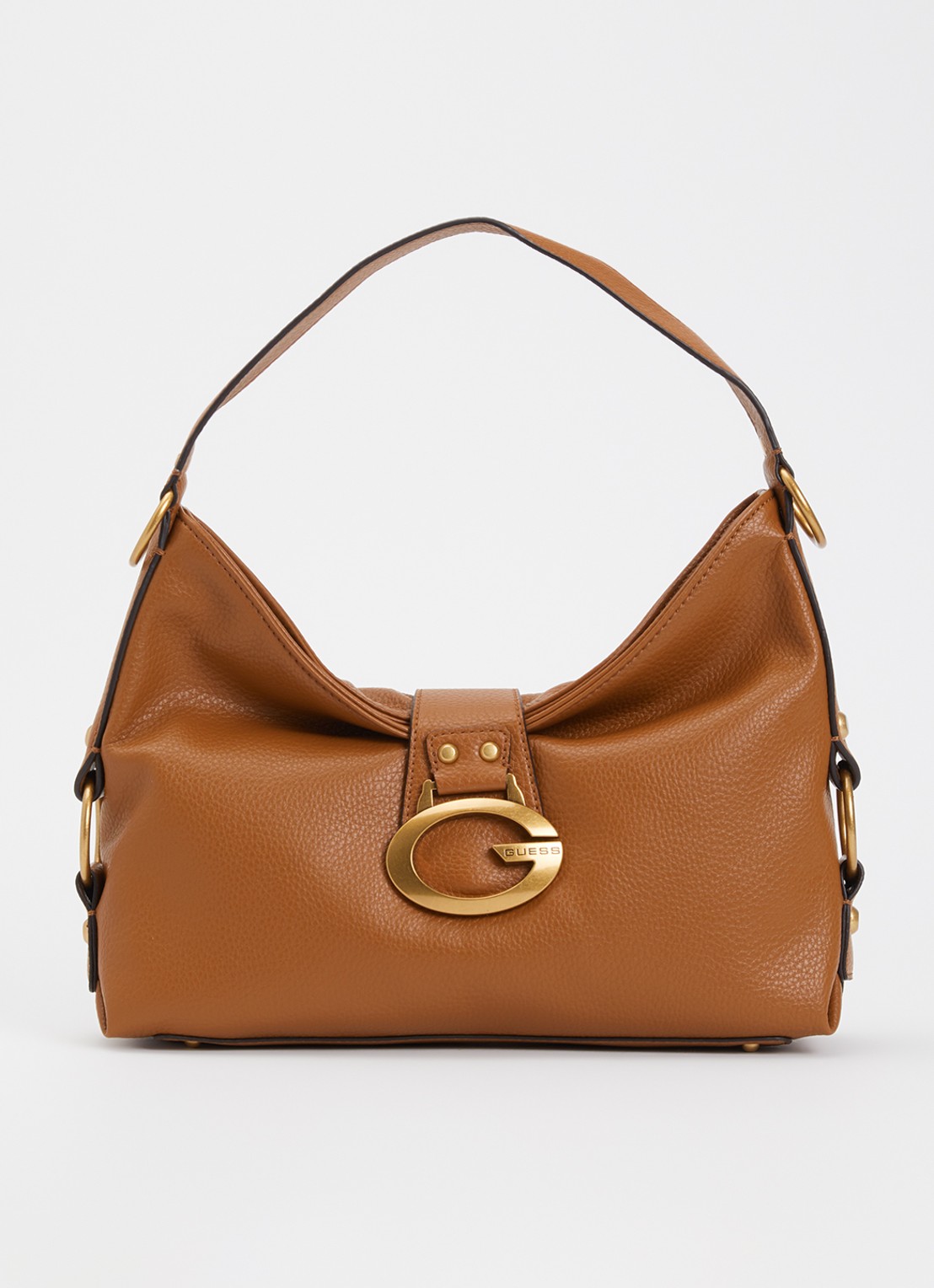 GUESS Camden schoudertas met logo - voorkant 4 cognac
